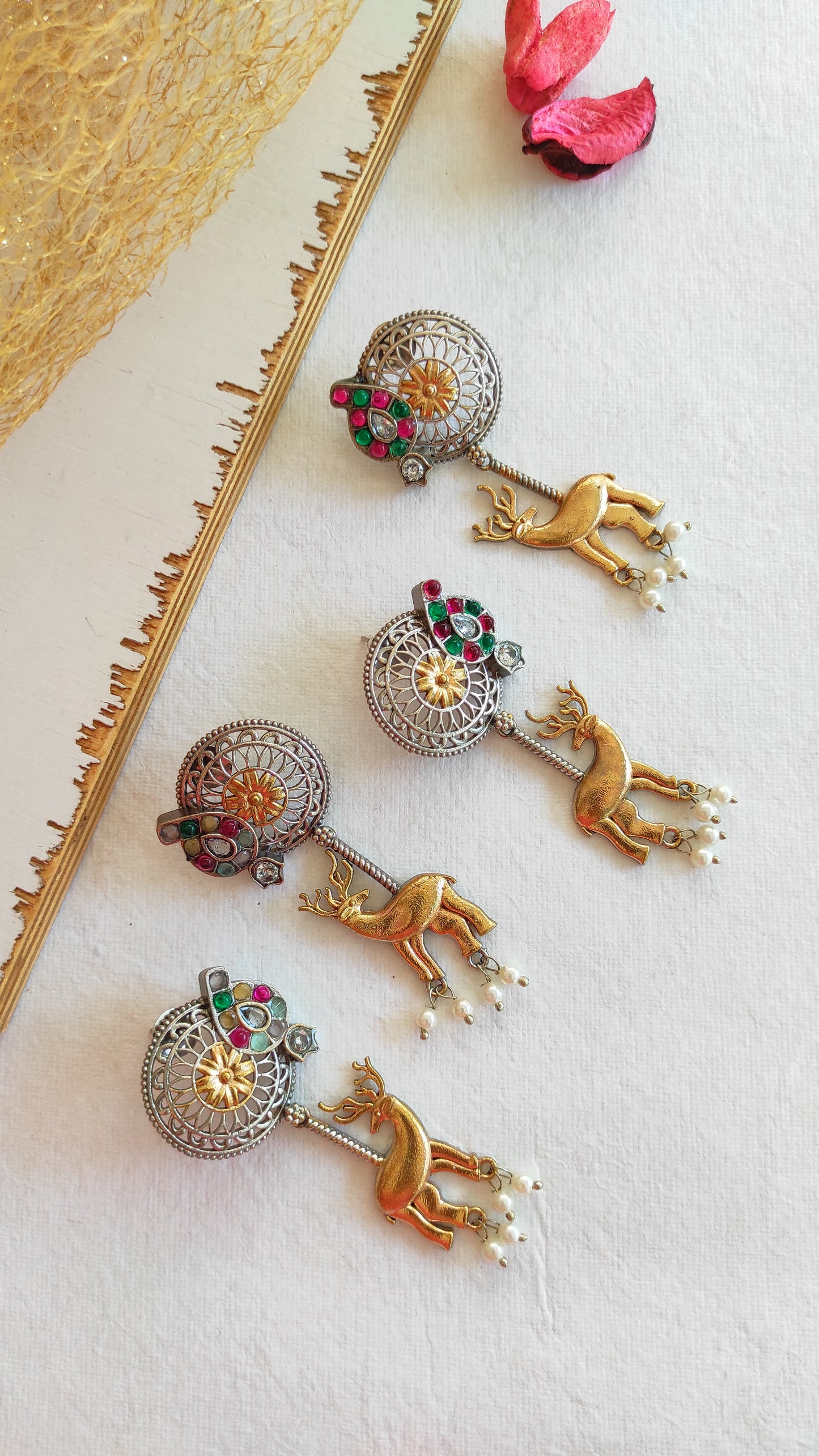 Deer dual tone earrings