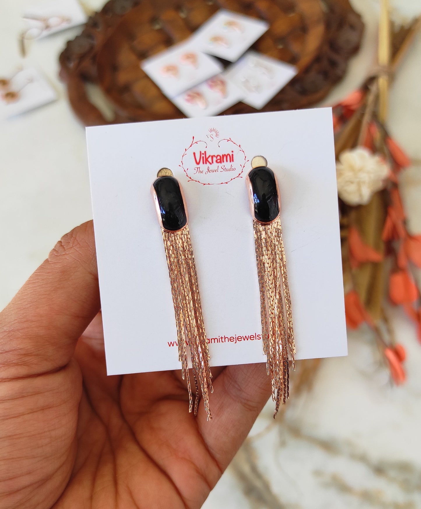 Rose gold fringe earrings