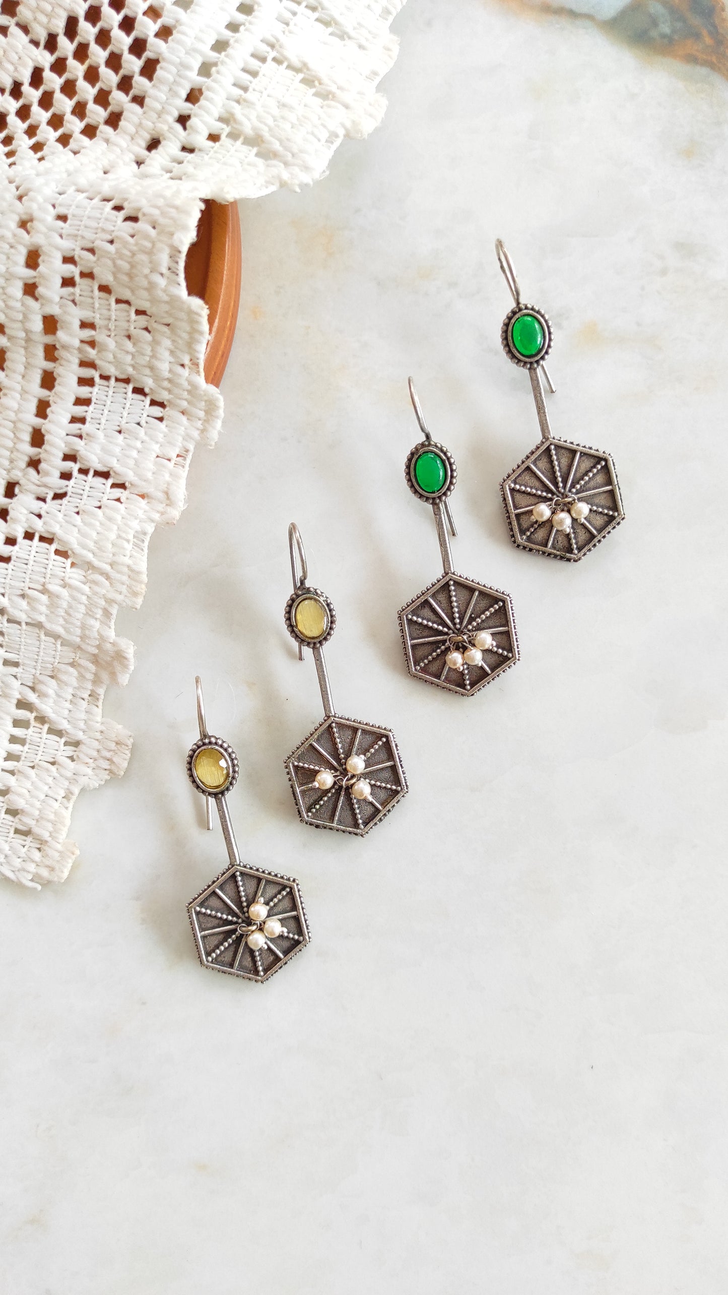 Hexagon hook earrings