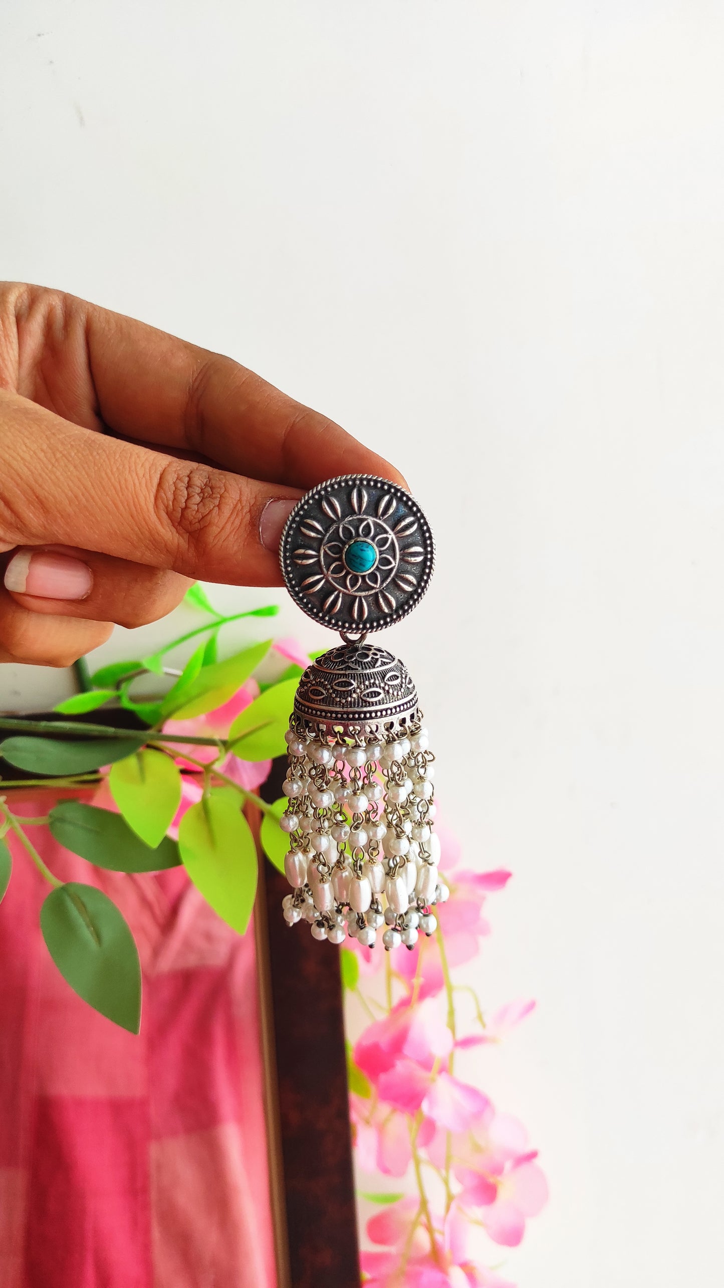 Antique silver lookalike jhumka