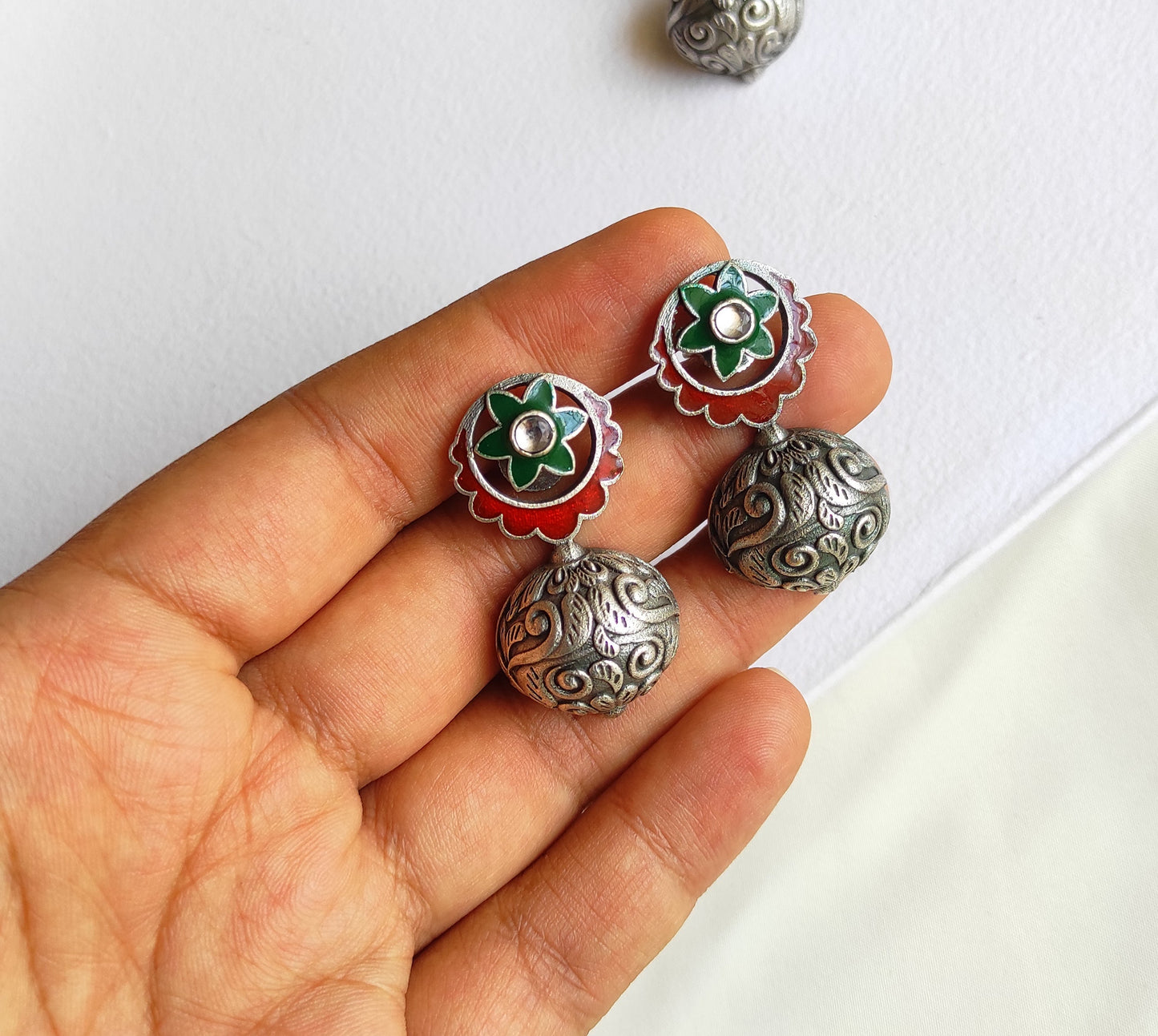 Veera meenakari enameled studs earrings