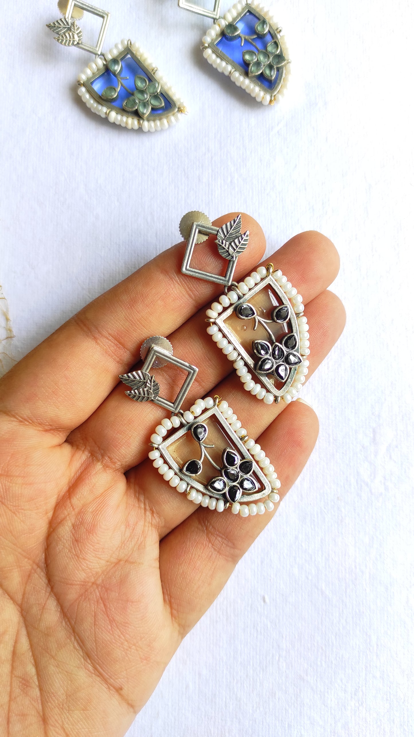 Amrita silver lookalike earrings