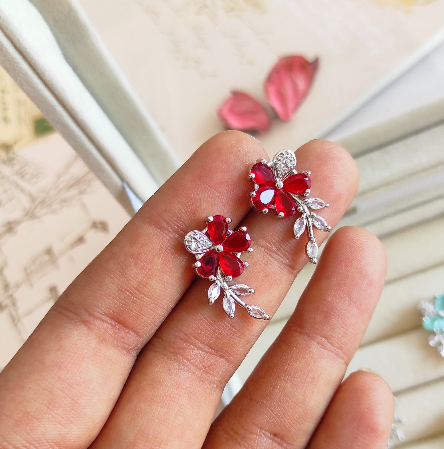AD floral studs earrings