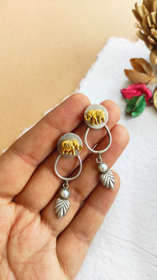 Dainty elephant dualtone earrings