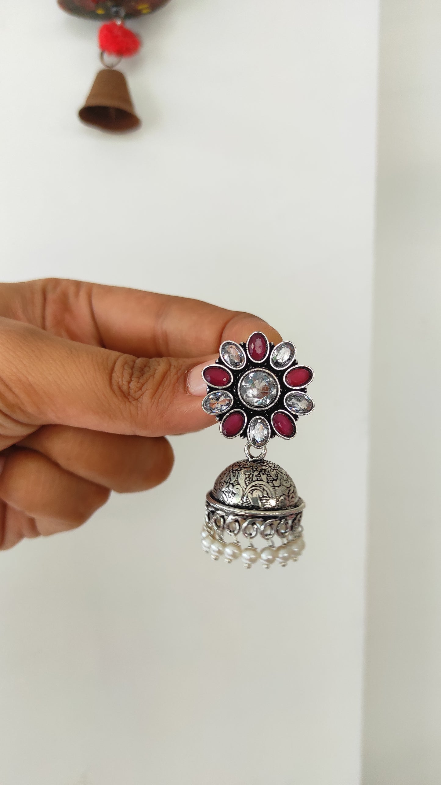 Mukta oxidized jhumka