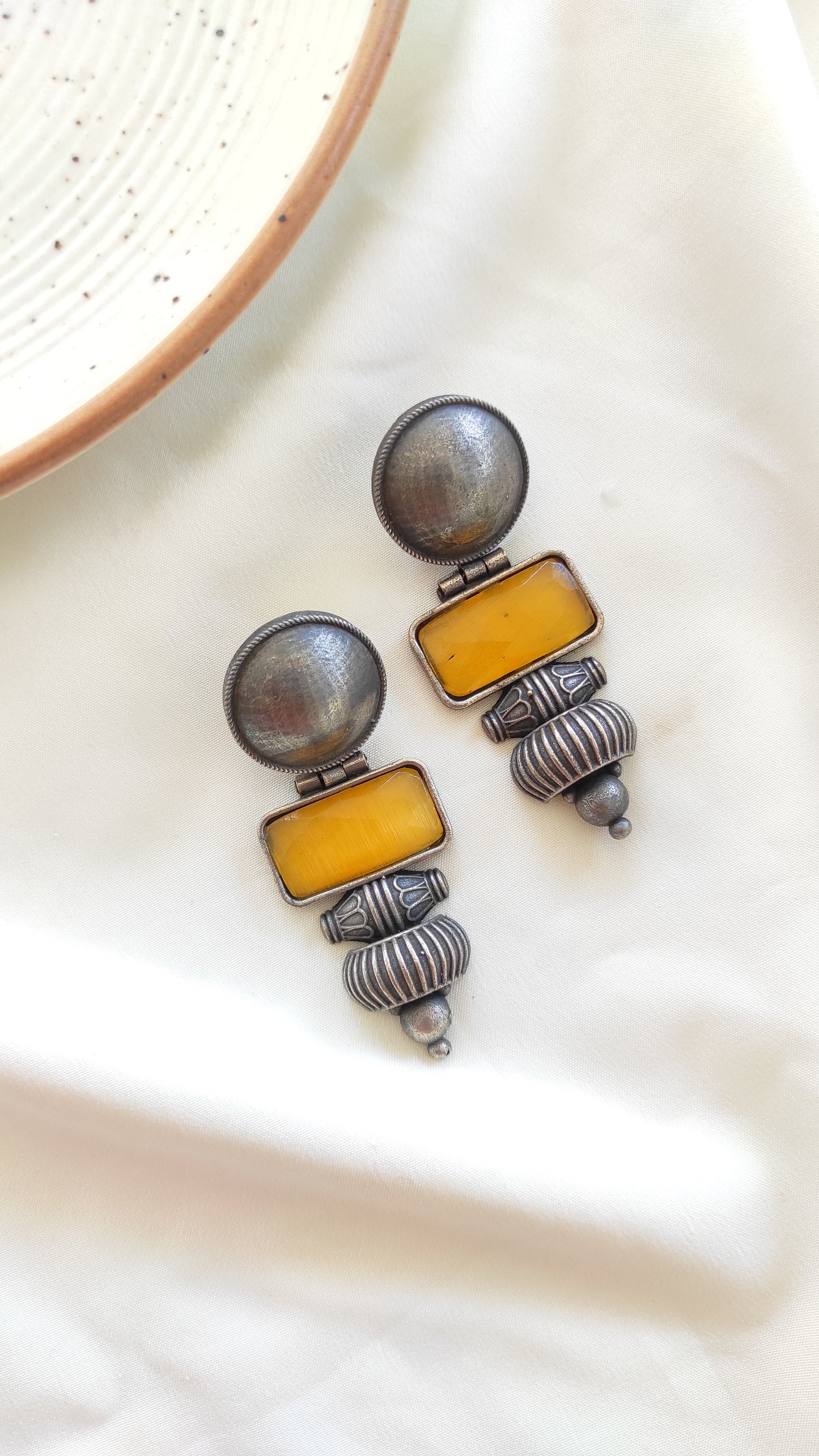 Bindu silver tone earrings