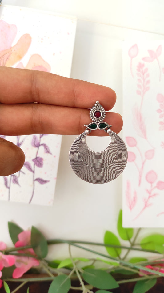 Tribal chandbali silver lookalike earrings