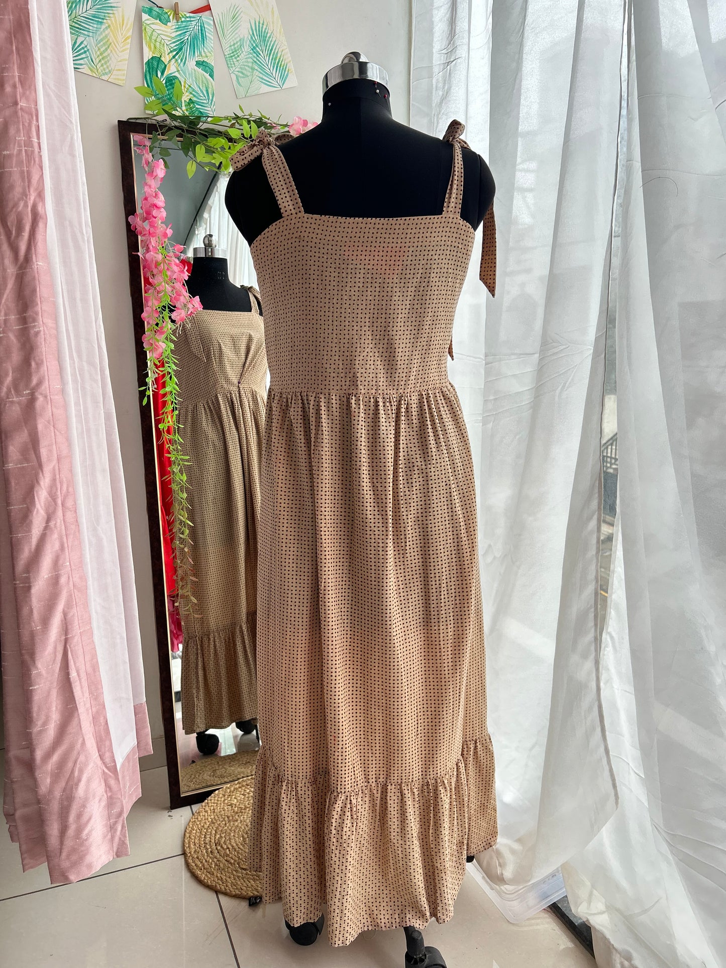 Polka Hand Blocked Slit Dress