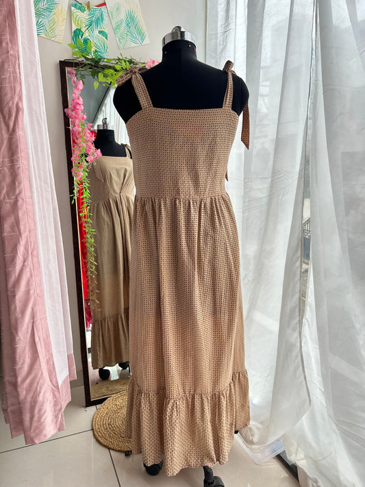 Polka Hand Blocked Slit Dress