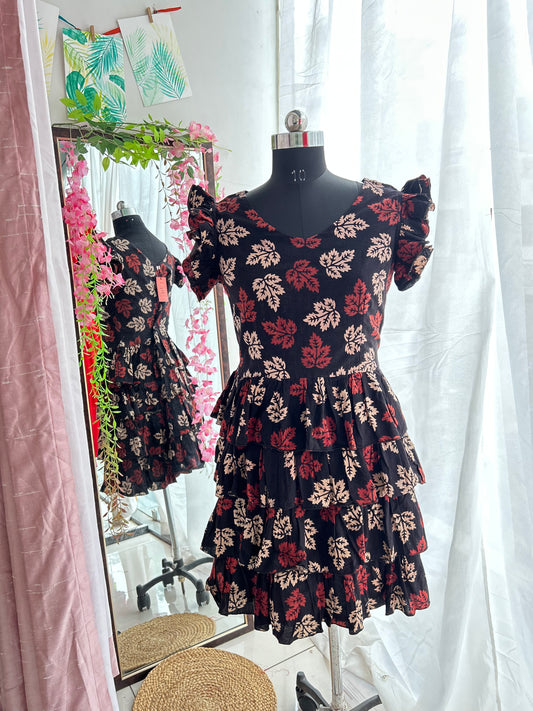 Saujanya Hand Block Printed Ruffled Dress