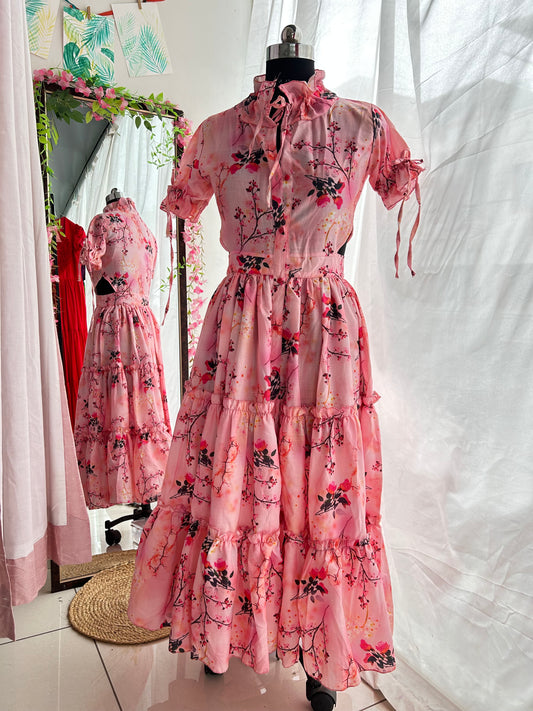 Pink cherry Blossom Shirt Dress