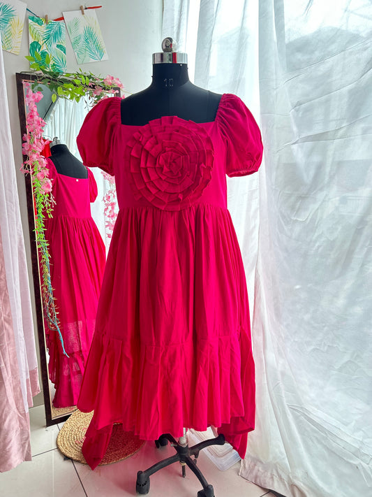 Pink Amelia High Low Ruffle Dress