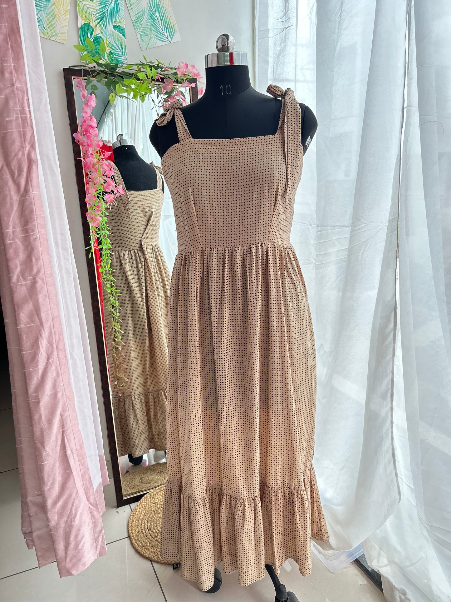 Polka Hand Blocked Slit Dress