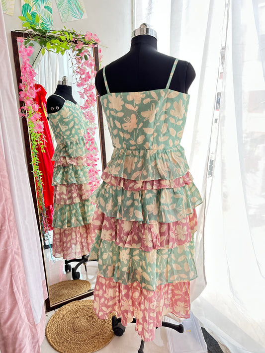 Green Pink Chelsea Skirt Set