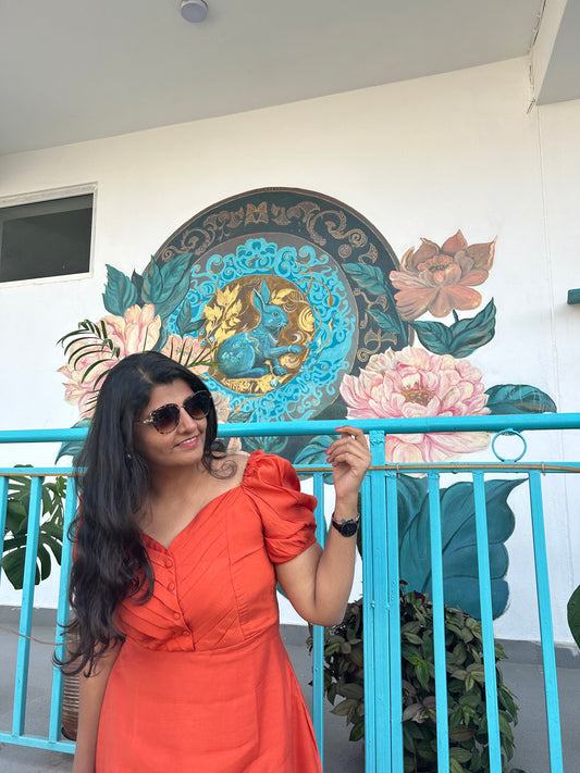 Orange Pleated Marigold Dress