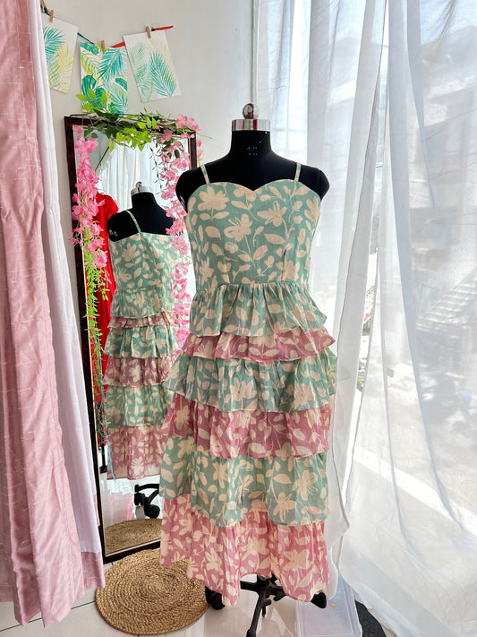 Green Pink Chelsea Skirt Set