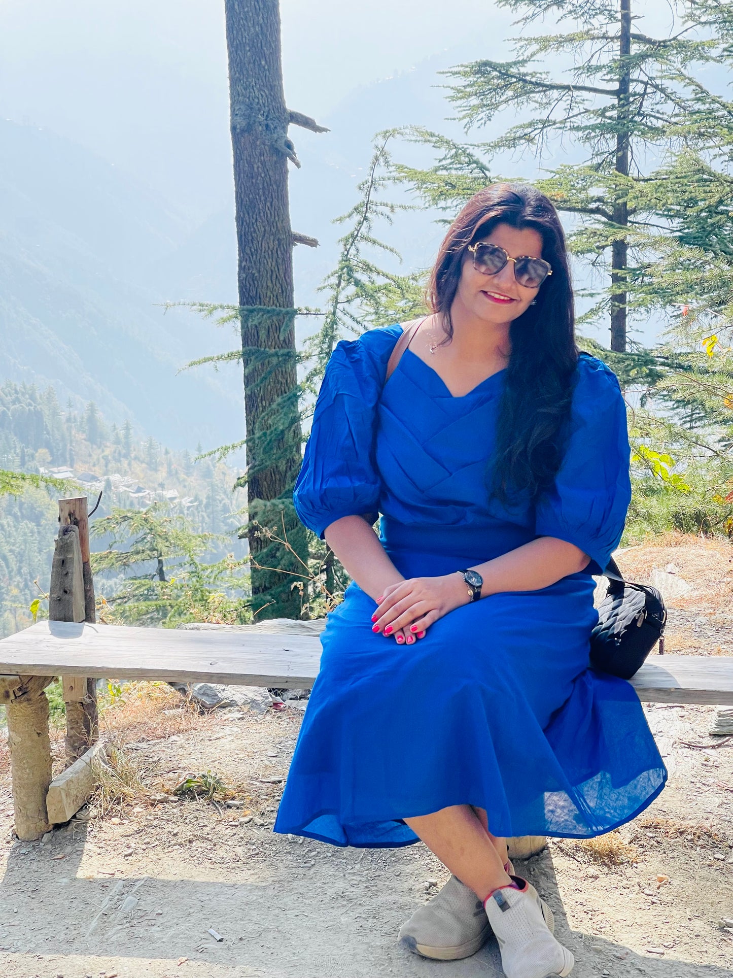 Blue Lara Bamboo Bodice Dress