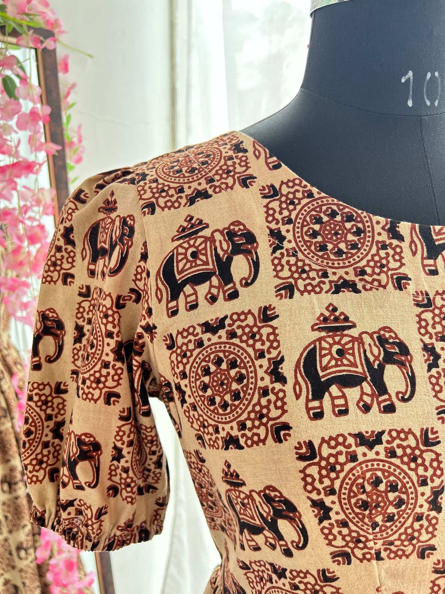 Hathi Motif Hand Blocked Slit Dress