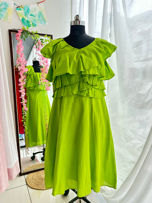 Green Priscilla Ruffled Dress
