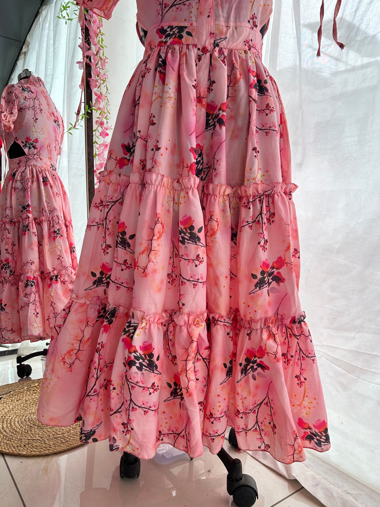 Pink cherry Blossom Shirt Dress