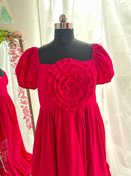 Pink Amelia High Low Ruffle Dress