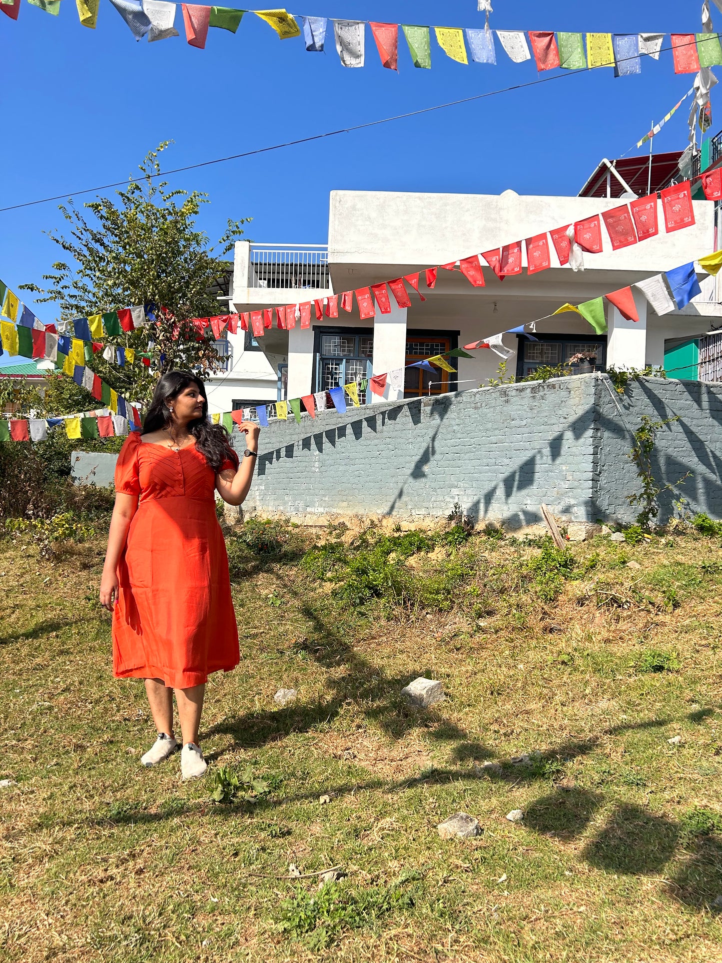 Orange Pleated Marigold Dress