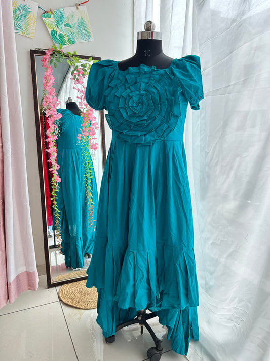 Blue Amelia High Low Ruffle Dress