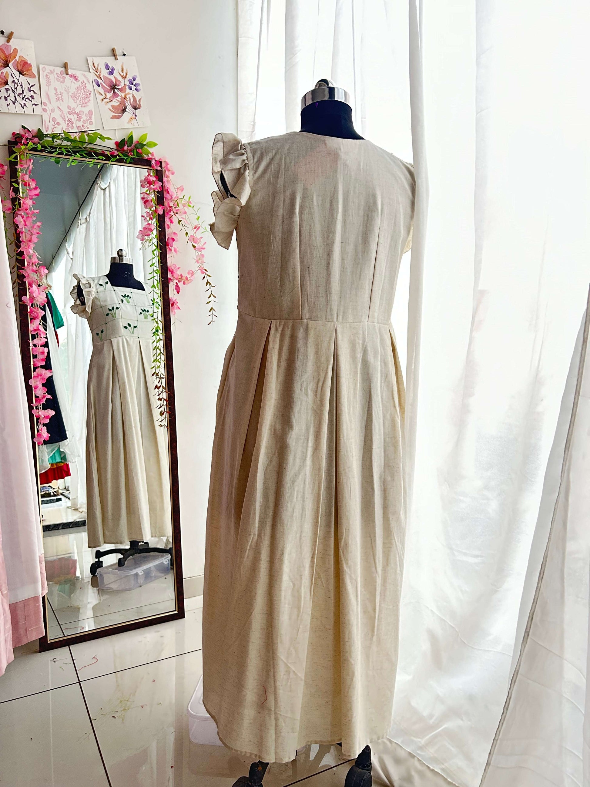 Green Ophelia Hand Embroidered Dress