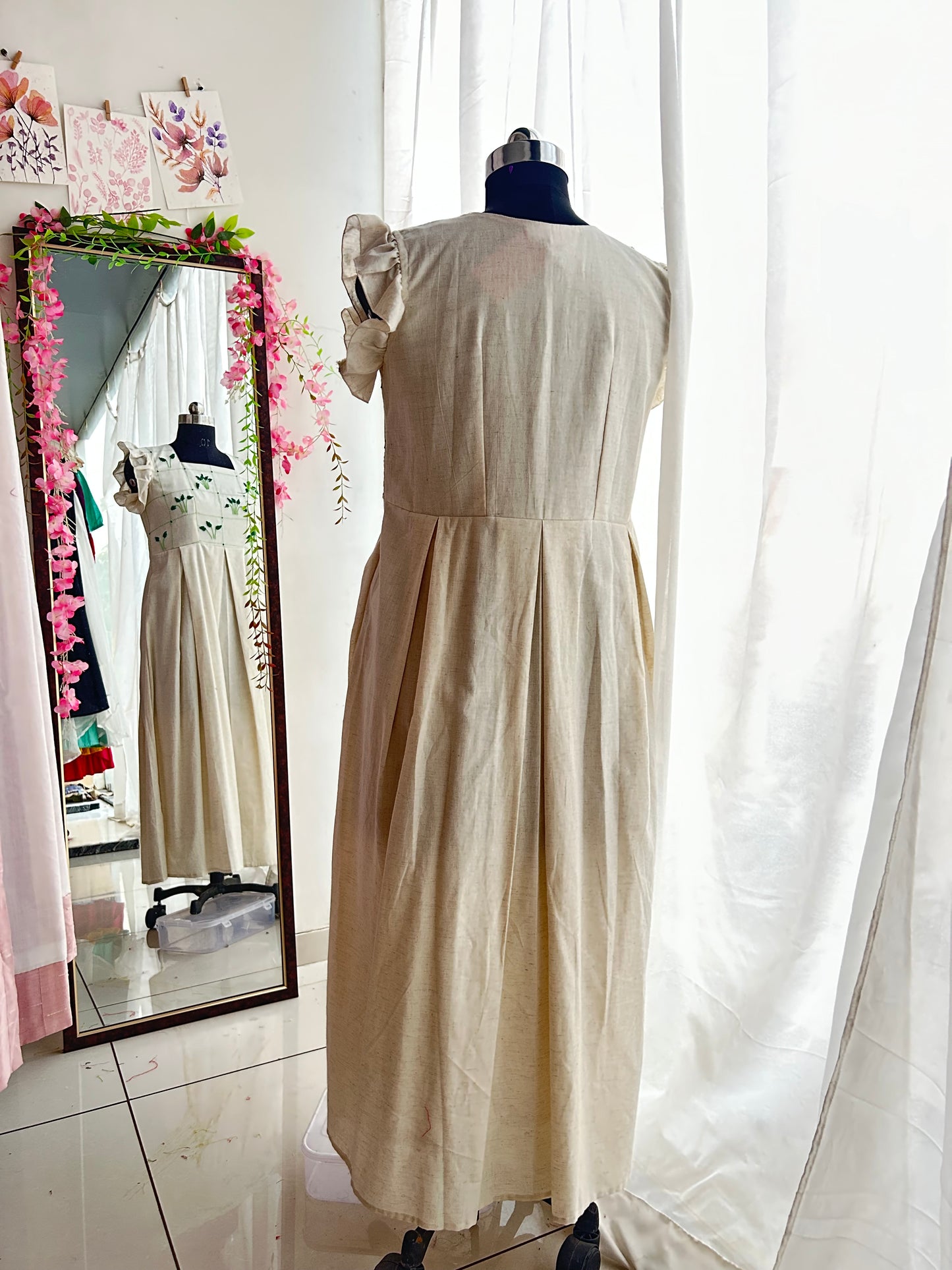 Green Ophelia Hand Embroidered Dress