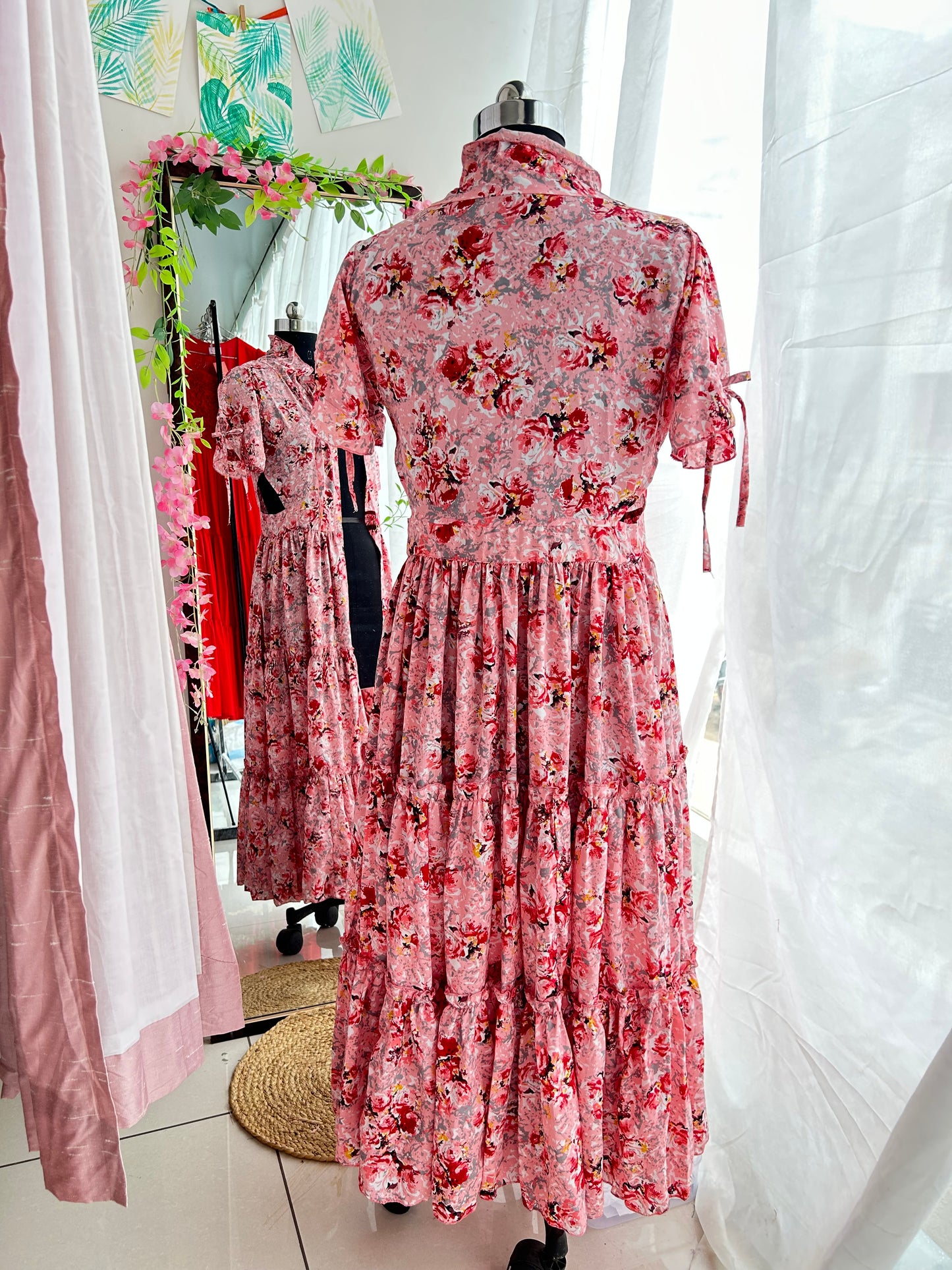 Red Rose Shirt Dress