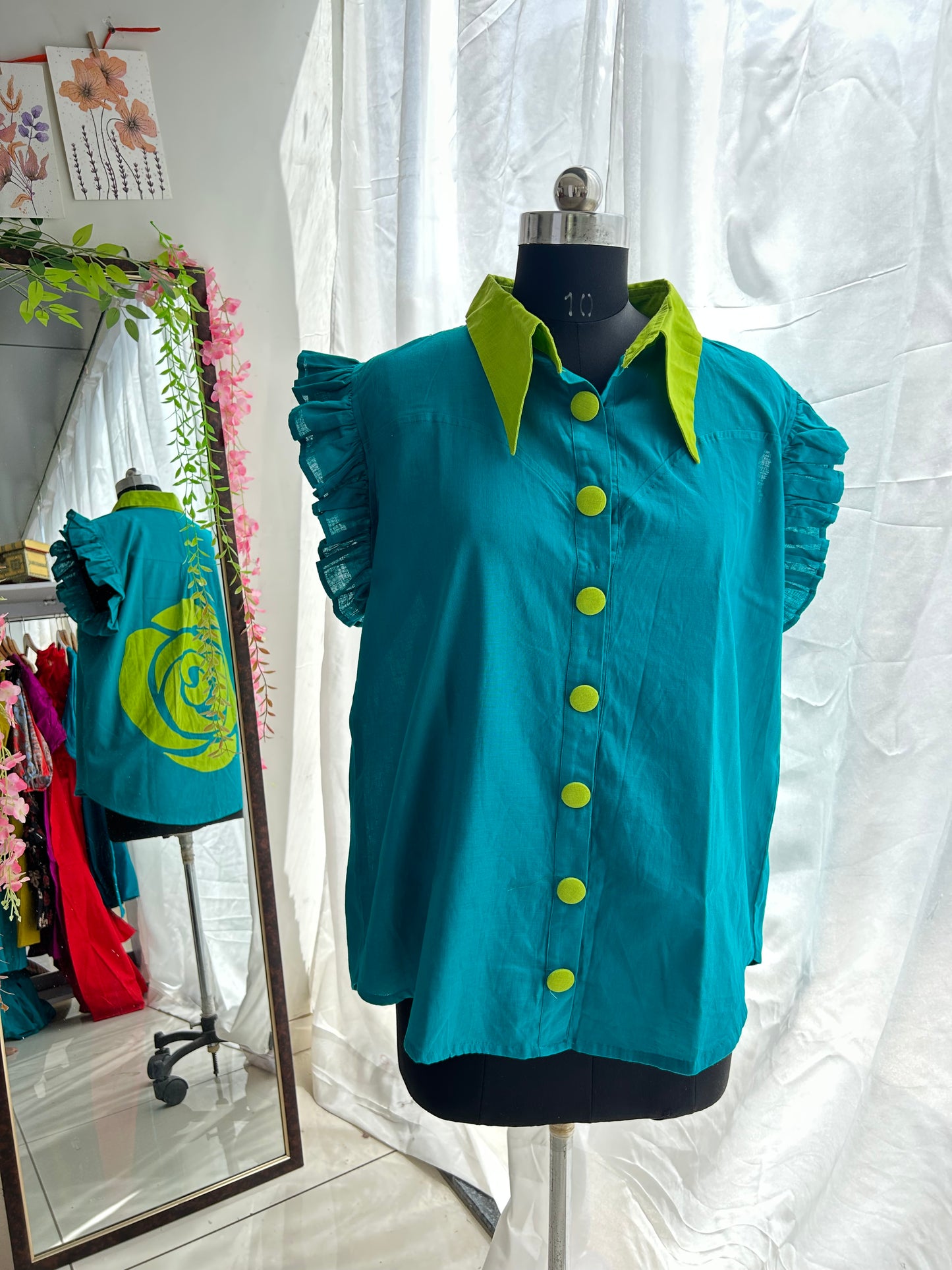 Rossete Shirt Teal Blue Green
