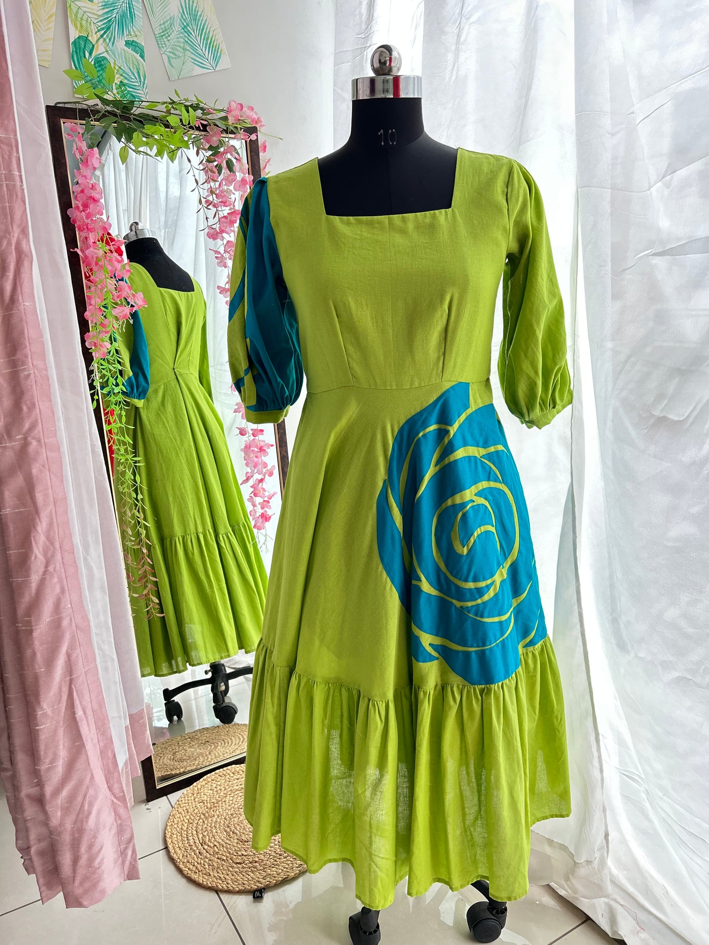 Green Rosette Dress