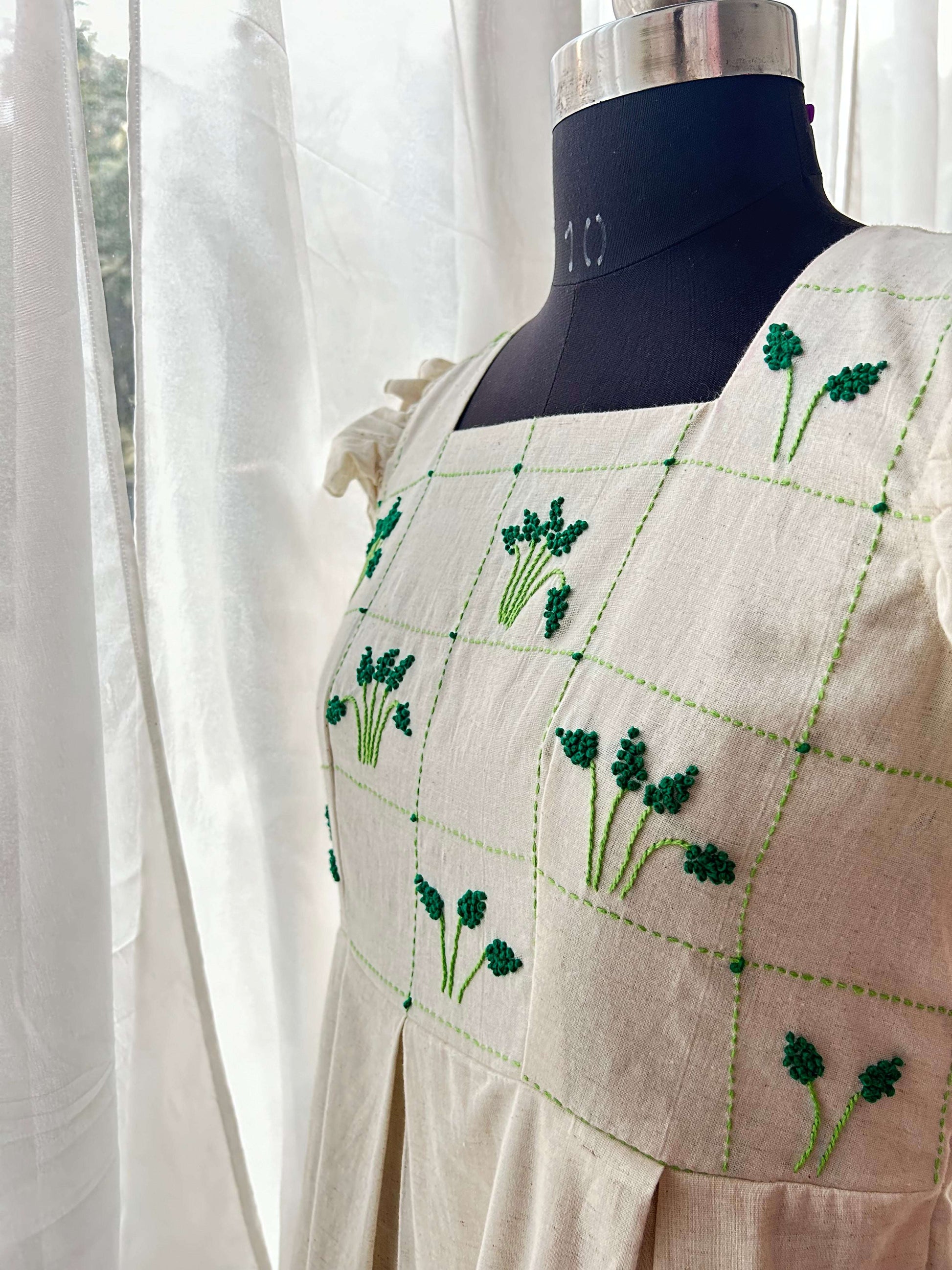Green Ophelia Hand Embroidered Dress