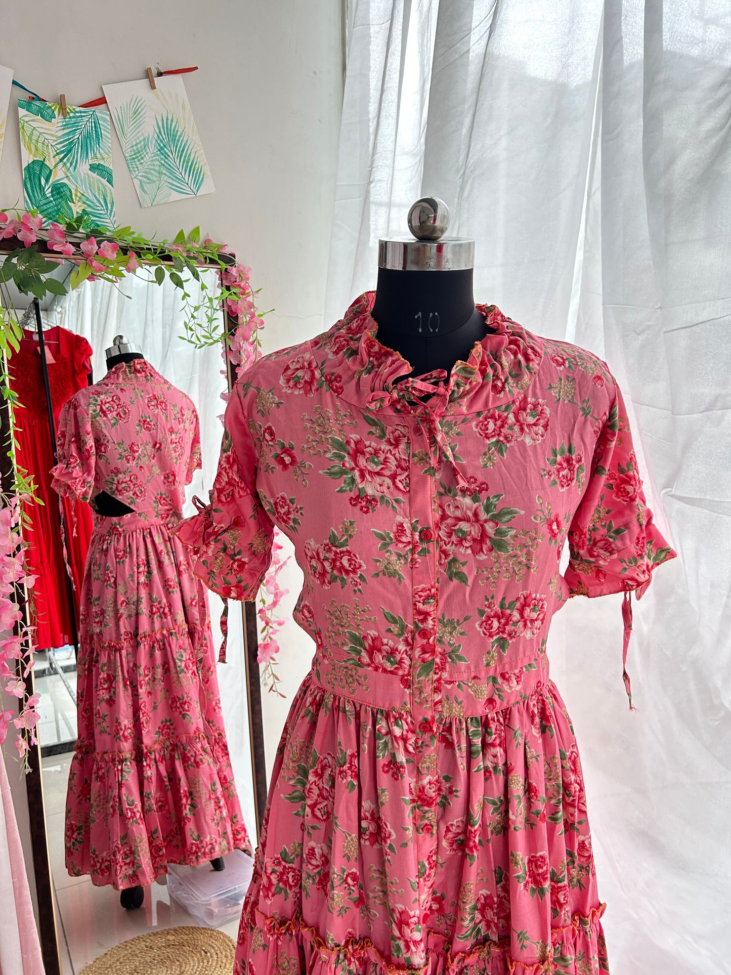 Pink Peony Shirt Dress