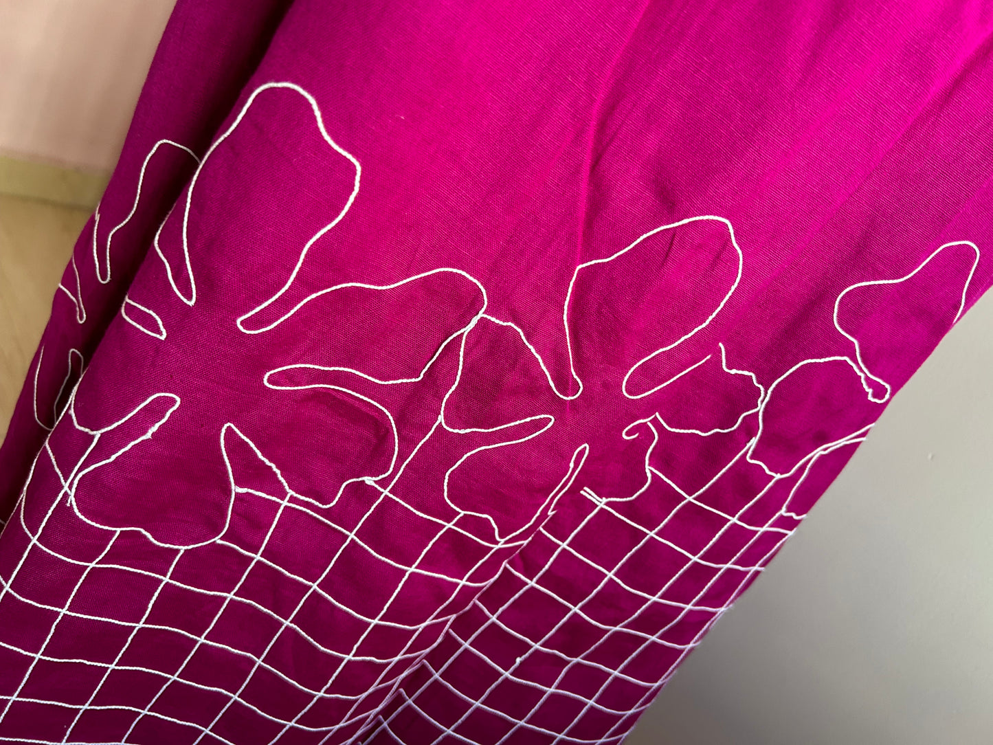 Katya Purple Floral Checked Embroidered Dress