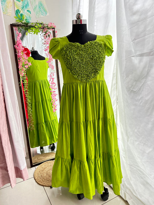 3 Tiered Green Heart Dress