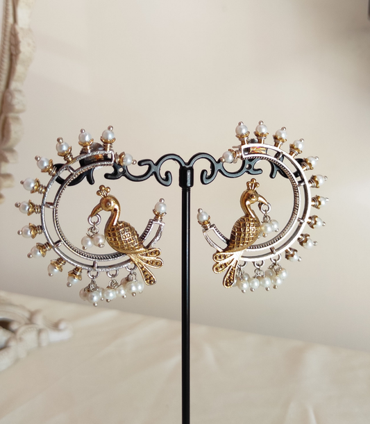 Dual tone chidiya studs earrings