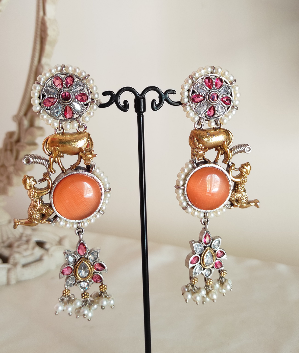 Narangi dualtone statement earrings