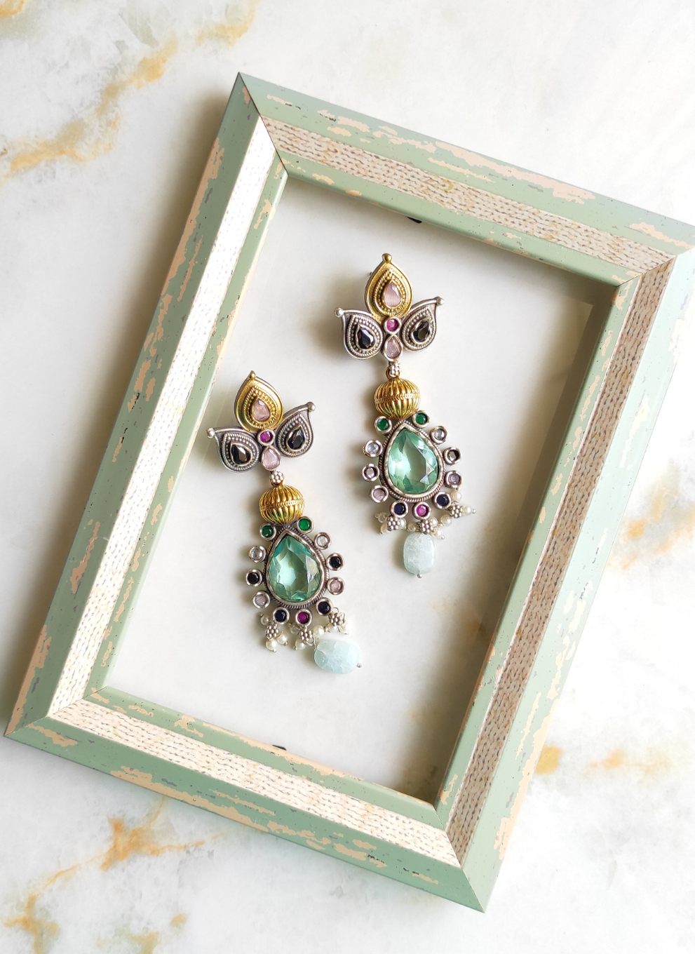 Apsara dual tone statement earrings