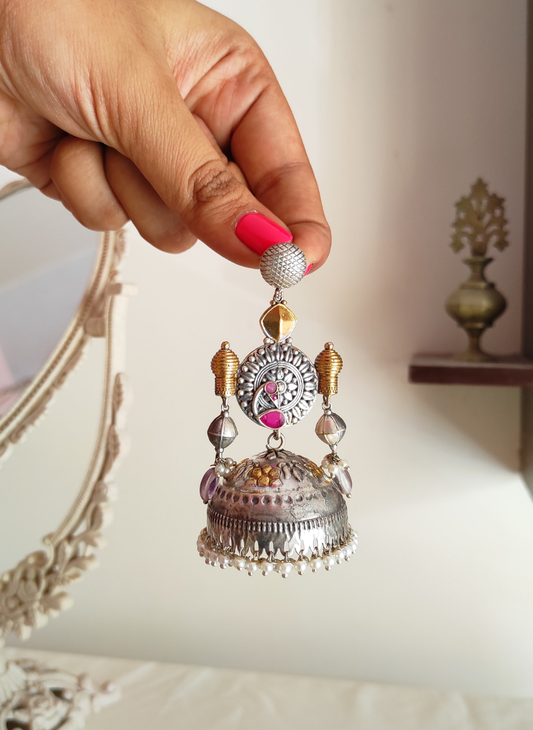 Karvi Statement dual tone jhumka