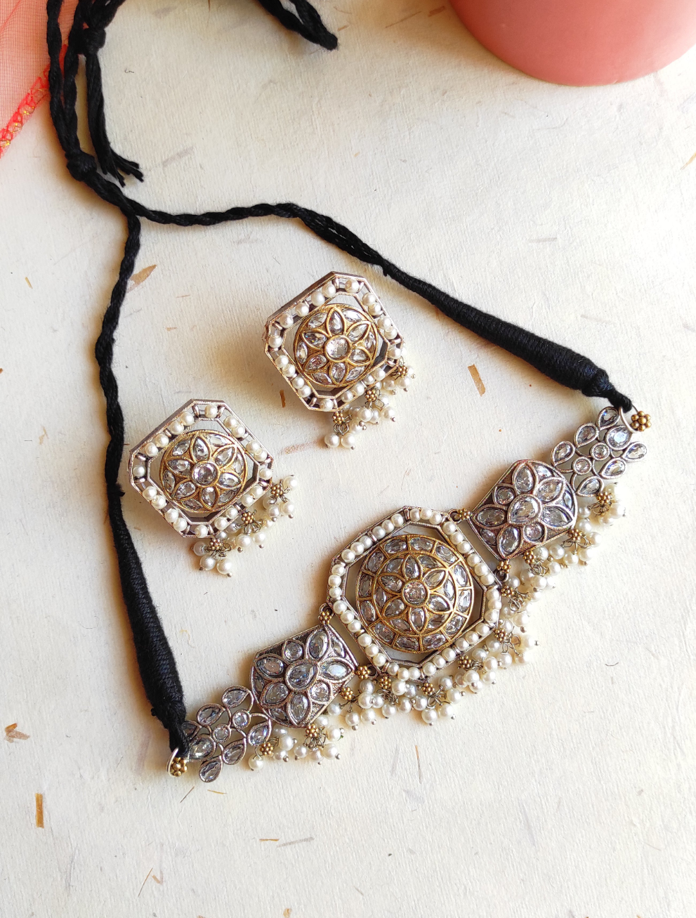 Priya dual tone choker necklace set