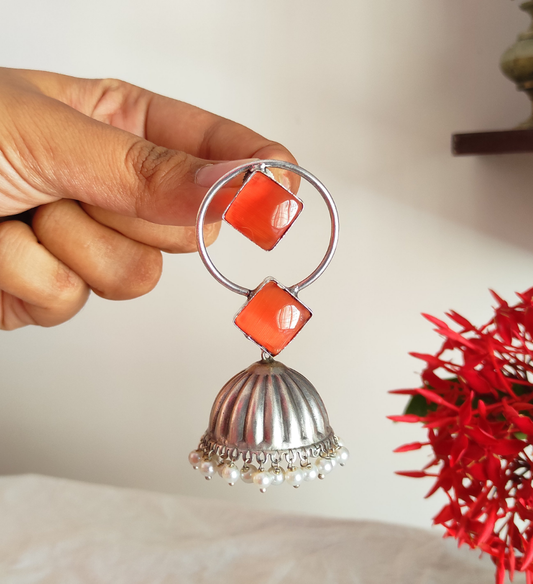 Vibrant monalisa silver replica Jhumka