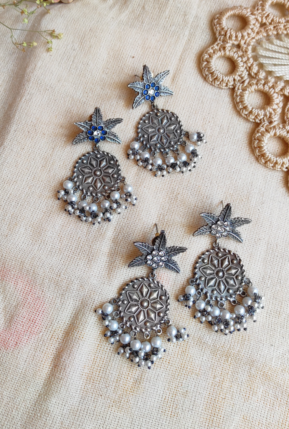 Sana silver lookalike earrings