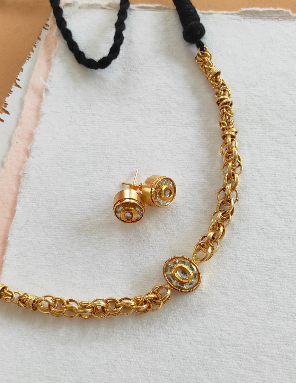 Monica matte golden choker set