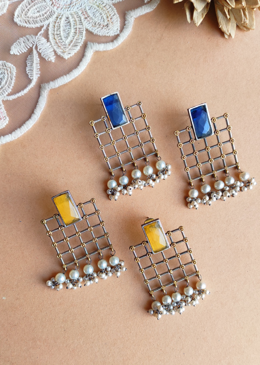 Siman dual tone stud earrings