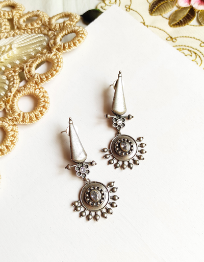 Chanda silver lookalike dangling earrings