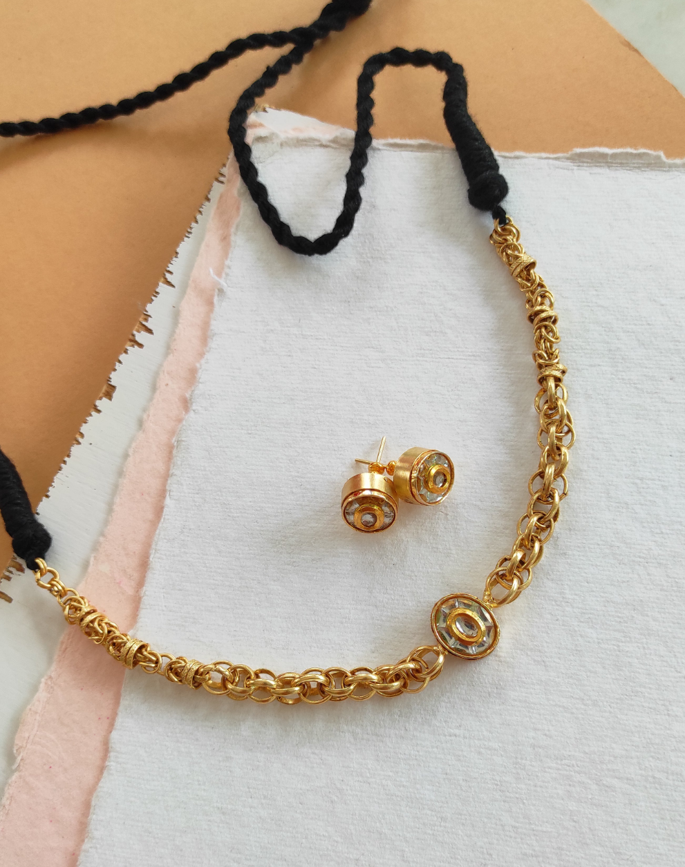 Monica matte golden choker set