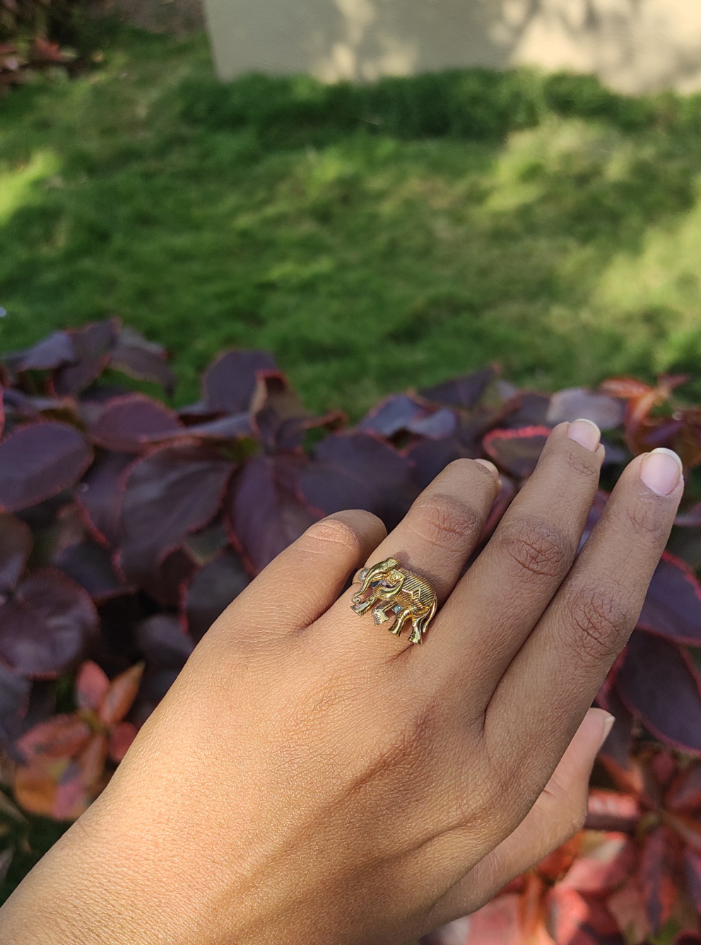 Dainty golden elephant ring