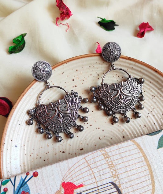 Silver lookalike ghunghru earrings