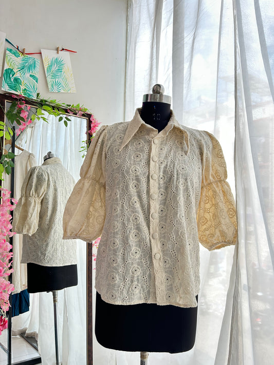 Beige Schiffli Shirt
